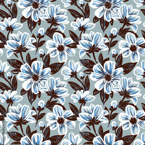 Seamless floral pattern. Design for wallpaper, fabric, wrapping paper, cover and more.