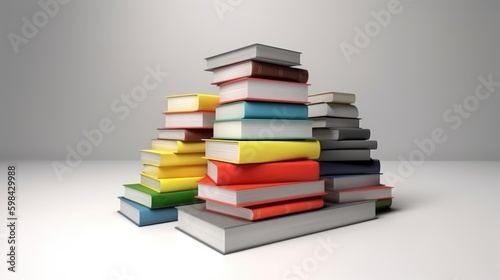 Pile of Tomes Set Against Unblemished White Backdrop, Scholarly and Literary Theme.