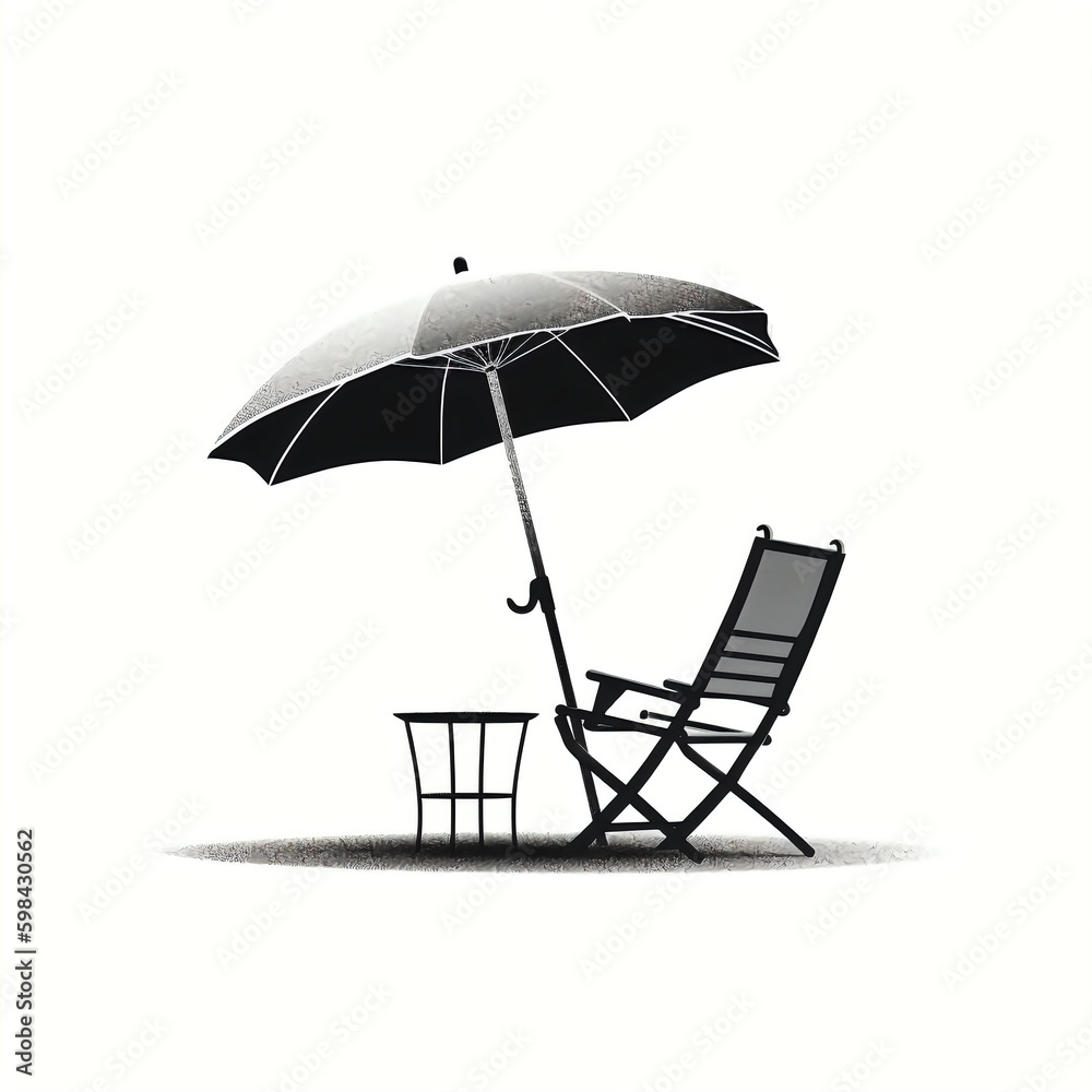 silhouette of beach chair isolated vector illustration on white background for logo, graphic design, advertising, and marketing. generative ai silhouette of beach chair isolated vector illustration on white background for logo, graphic design, advertising, and marketing. generative ai