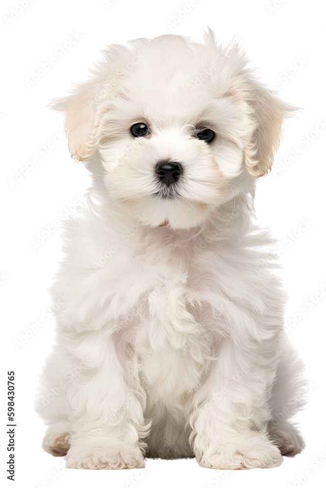 bichon frise puppy isolated on a transparent background, generative ai