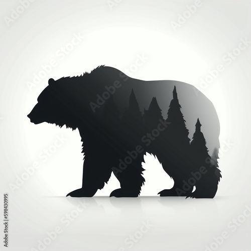 silhouette of bear isolated vector illustration on white background for animal logo, graphic icon, and modern home décor. perfect for wildlife and safari-themed designs. generative ai
