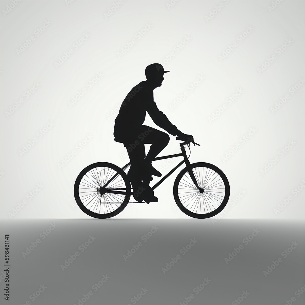 silhouette of boy on cycle isolated vector illustration on white background for logo, graphic design, advertising, and marketing. generative ai silhouette of boy on cycle isolated vector illustration on white background for logo, graphic design, advertising, and marketing. generative ai