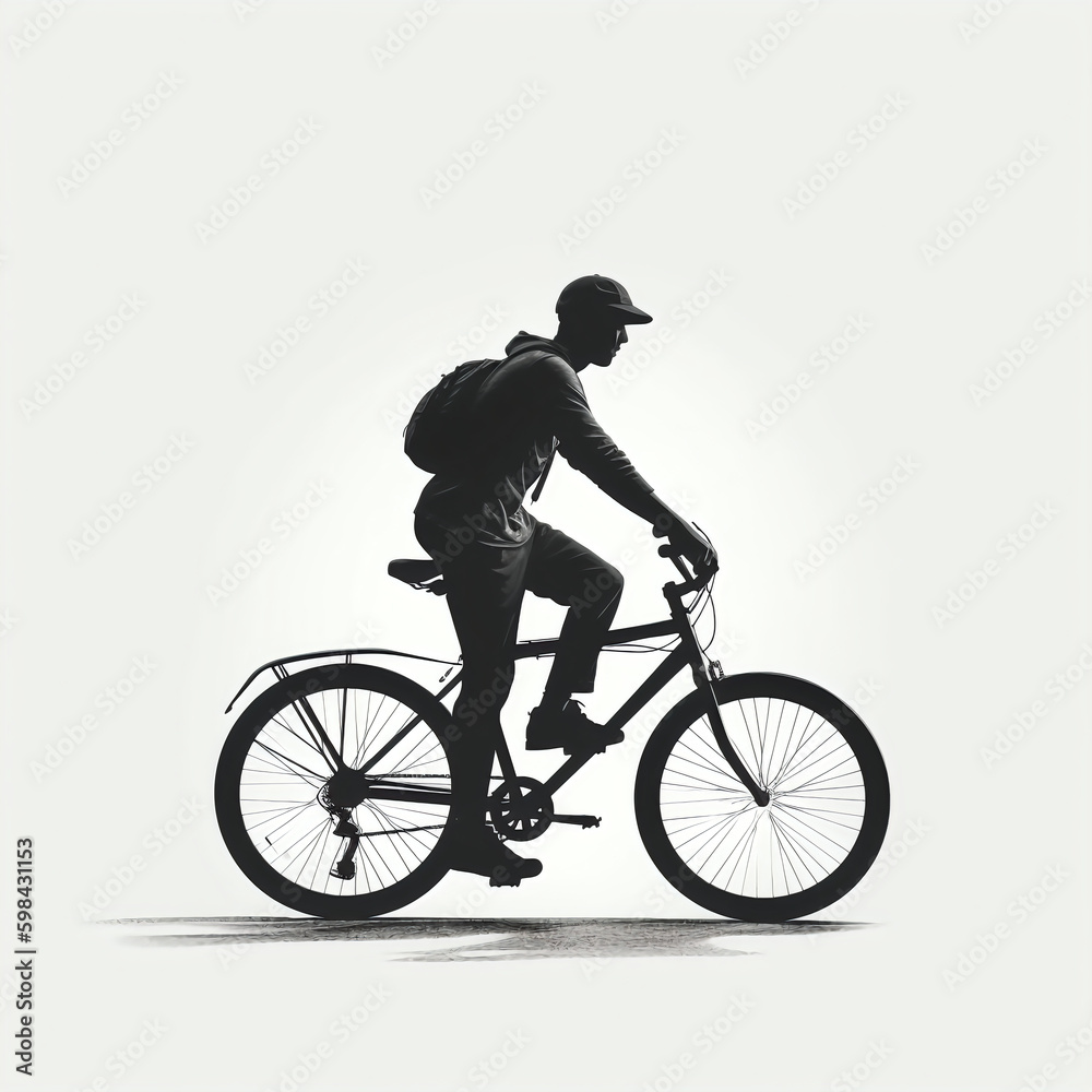 silhouette of boy on cycle isolated vector illustration on white background for logo, graphic design, advertising, and marketing. generative ai silhouette of boy on cycle isolated vector illustration on white background for logo, graphic design, advertising, and marketing. generative ai