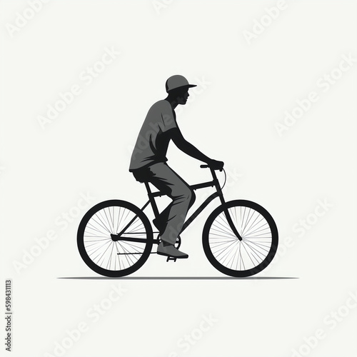silhouette of boy on cycle isolated vector illustration on white background for logo, graphic design, advertising, and marketing. generative ai © ShadowHero