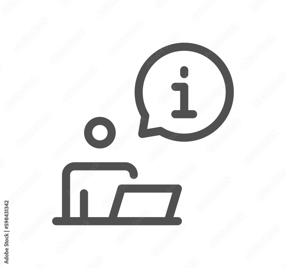 Info and help desk icon outline and linear vector. Info and help desk icon outline and linear vector.