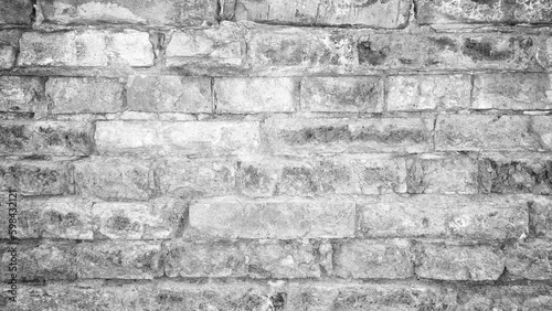 Abstract white brick wall texture for pattern background. wide panorama picture.