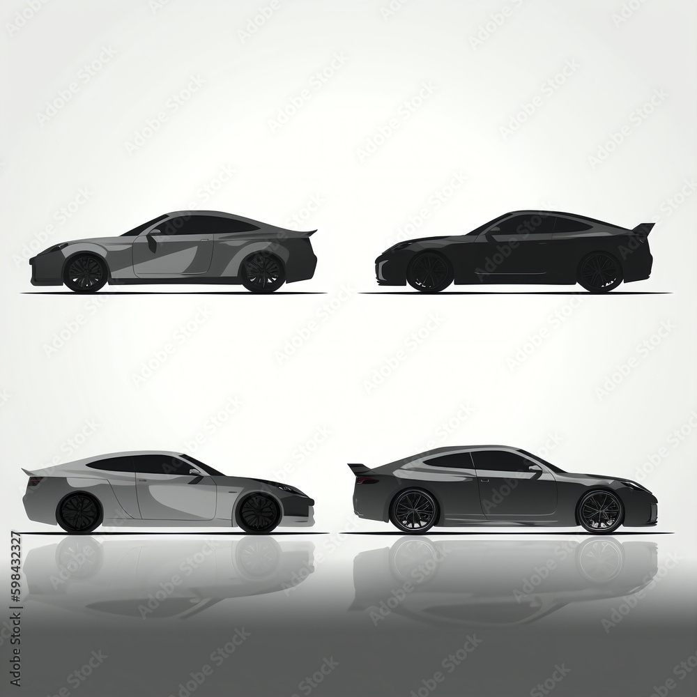 cars silhouette, isolated vector illustration on white background for logo, graphic design, advertising, and marketing. generative ai