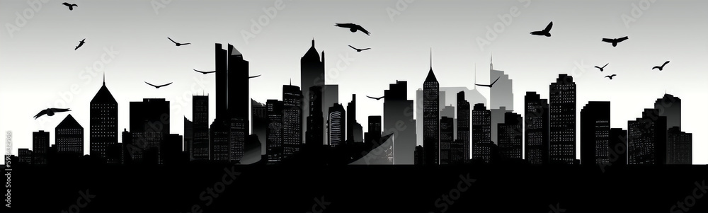 Naklejka premium city silhouette - isolated vector illustration on dark background for logo, graphic design, advertising, and marketing. generative ai