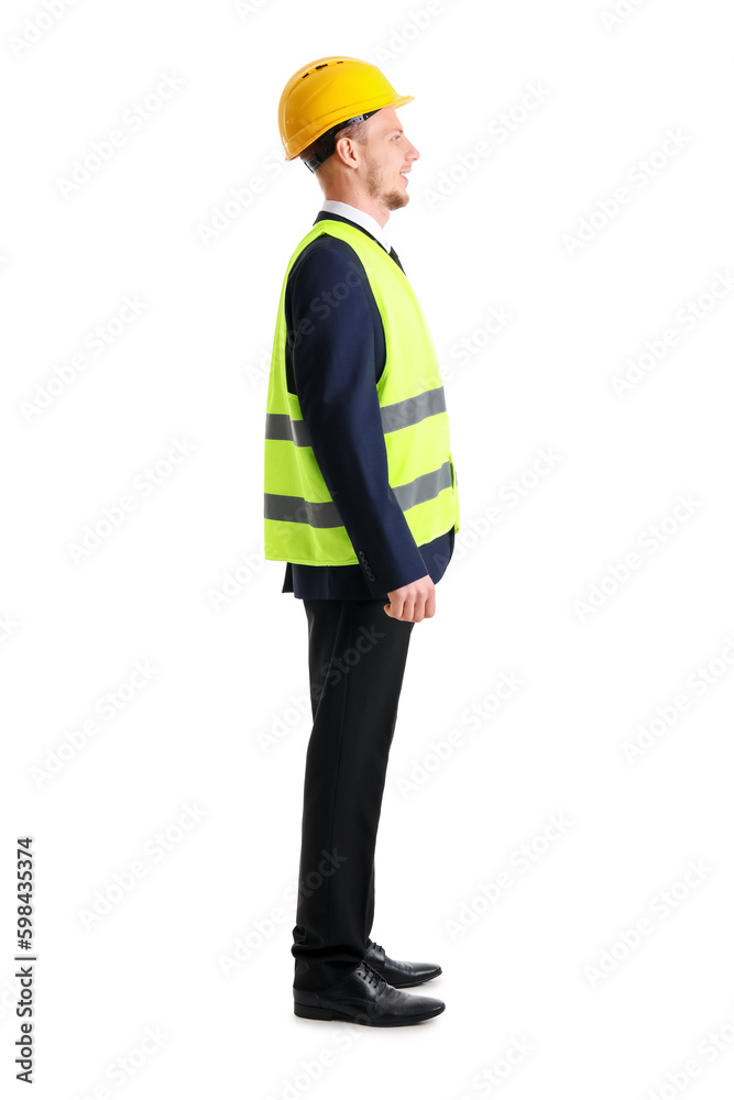 Male architect in vest on white background Male architect in vest on white background