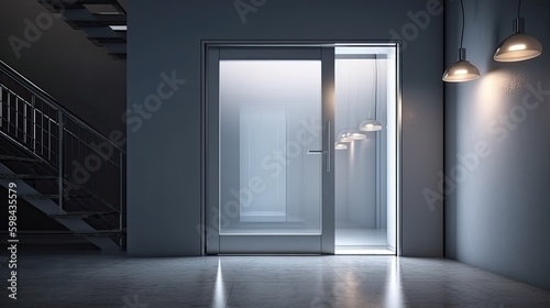 Aluminum modern entrance to a luxury house where the door is als   remarkable. Generative AI Technology 