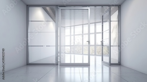 Aluminum modern entrance to a luxury house where the door is alsó remarkable. Generative AI Technology 