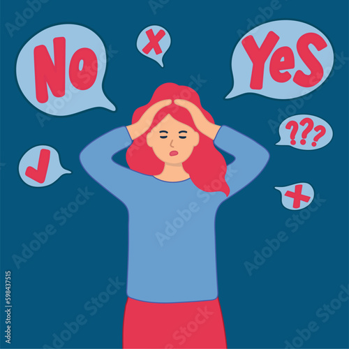 Make Your Choice or Choose the Right Success Road Illustration in Several Directions of Arrows, Yes or No, Door with a Question Mark Concept