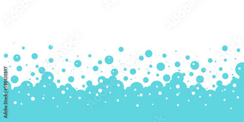 Murais de parede Bubble soap vector background, cartoon blue water foam, bath pattern