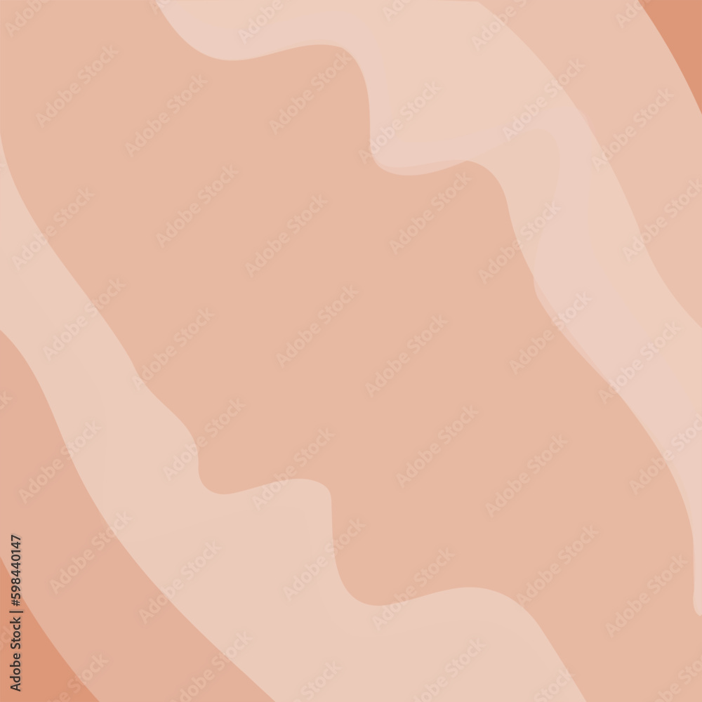 Abstract frame of wavy lines in trendy soft coffee hues with copyspace. Vector Background texture. Generative AI