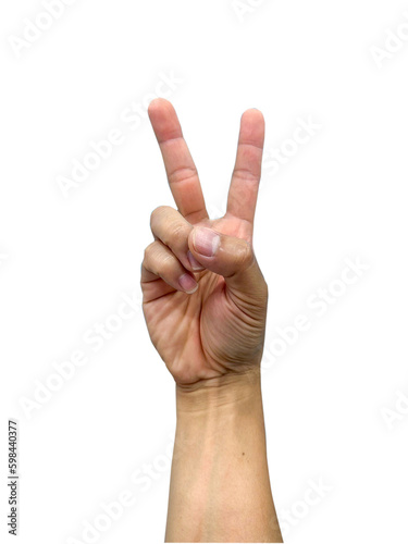Hand isolated on white background Two thumbs up man's hand.