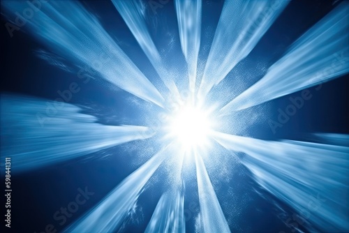 bright burst of light against a blue background. Generative AI