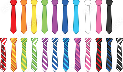 Neck Tie Color Clipart Set - Solid and Stripes