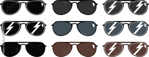 Sunglasses Clipart Set - Outline, Silhouette and Color