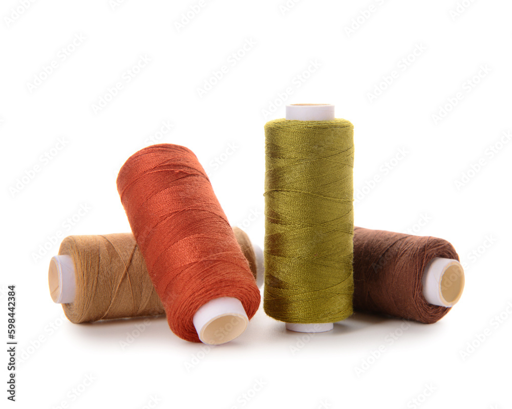Set of thread spools isolated on white background Set of thread spools isolated on white background