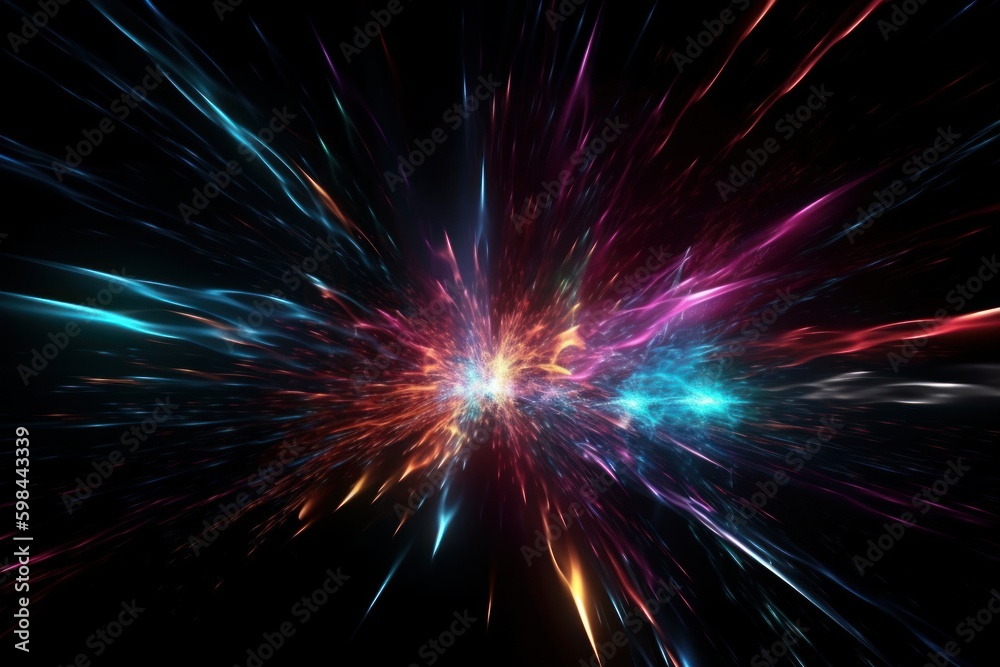 Fototapeta premium Sci-Fi Futuristic Starburst in Vibrant Colors, Generative AI