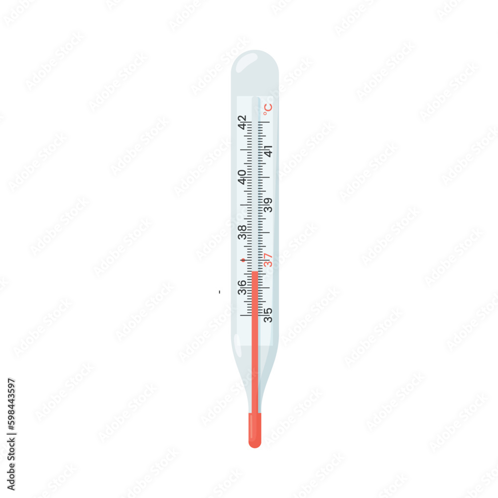 Thermometer for measuring body temperature, Celsius scale flat style Thermometer for measuring body temperature, Celsius scale flat style