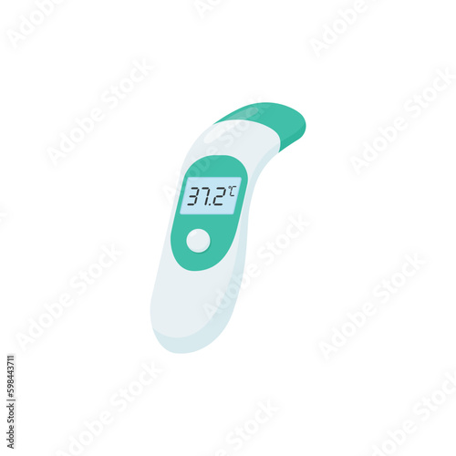 Contactless medical thermometer for measuring temperature, flat vector isolated.