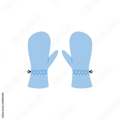 Warm mittens for winter sports, cartoon flat vector illustration isolated on white background.