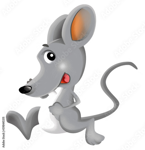 cartoon happy scene with cheerful smiling mouse on white background illustration for children artistic painting scene