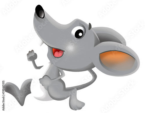 cartoon happy scene with cheerful smiling mouse on white background illustration for children artistic painting scene