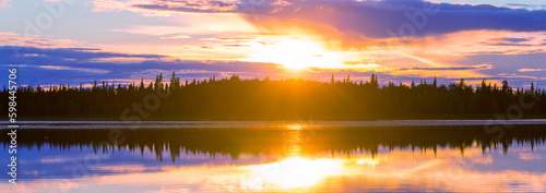 Fototapeta Naklejka Na Ścianę i Meble -  Lake on sunset
