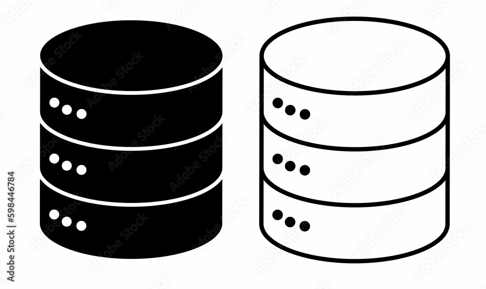 outline silhouette database storage icon set isolated on white background outline silhouette database storage icon set isolated on white background
