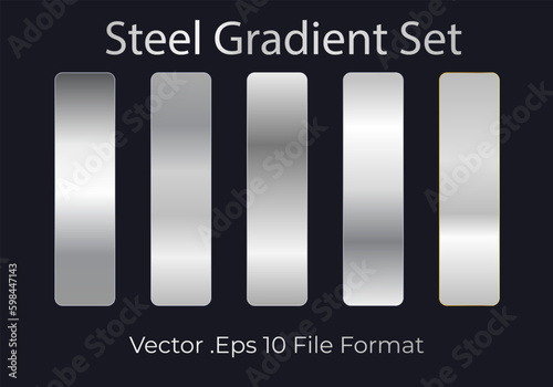 Silver metal steel gradient color set , Vector eps file