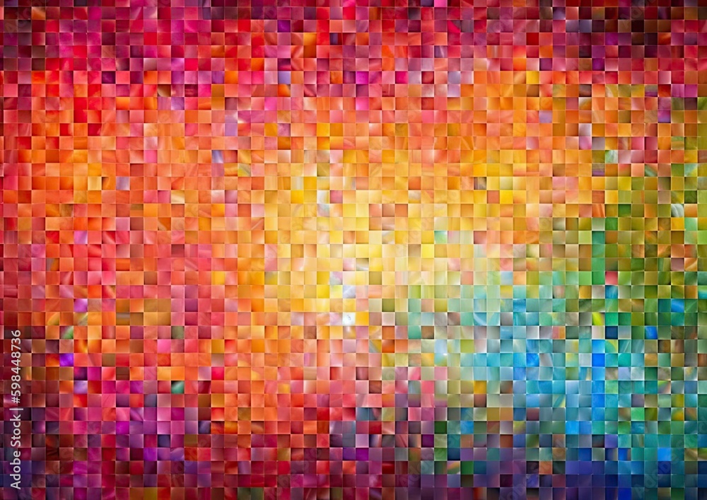 Multicolor mosaic background with luminous pixelated effect. Generative IA
