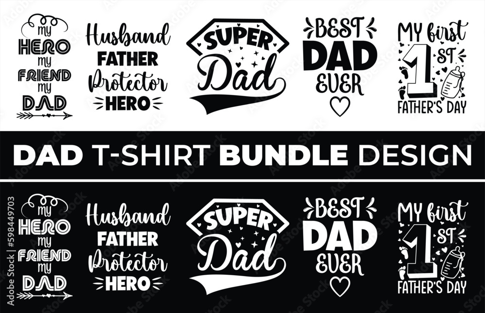 Happy Father's Day T-shirt Design Bundle Print Pro Vector.
