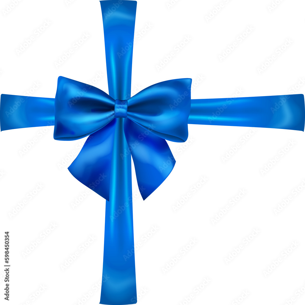 Beautiful blue bow with crosswise ribbons Beautiful blue bow with crosswise ribbons