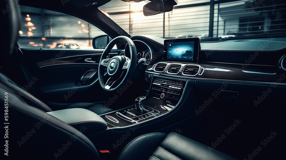 interior of car, modern, touch screen, 2023, 2025, 2030, futuristic, future, black, mate interior of car, modern, touch screen, 2023, 2025, 2030, futuristic, future, black, mate