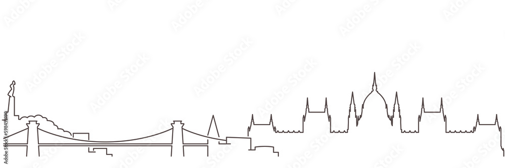 Obraz premium Budapest Dark Line Simple Minimalist Skyline With White Background