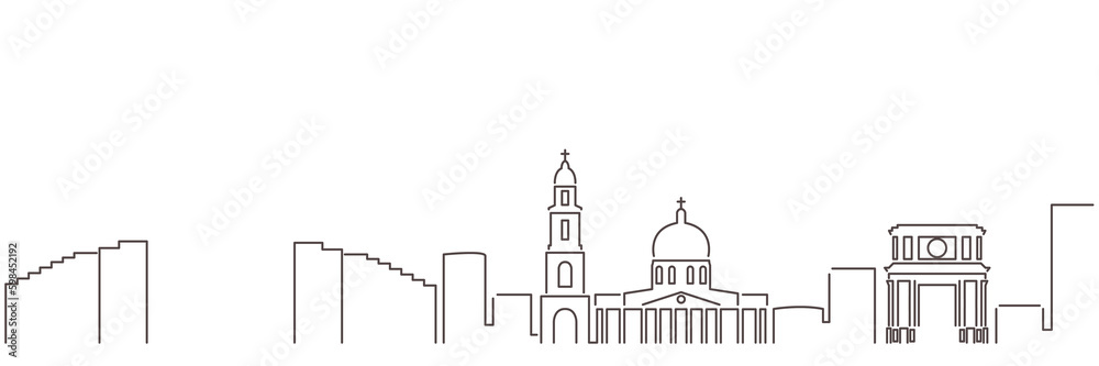 Chisinau Dark Line Simple Minimalist Skyline With White Background