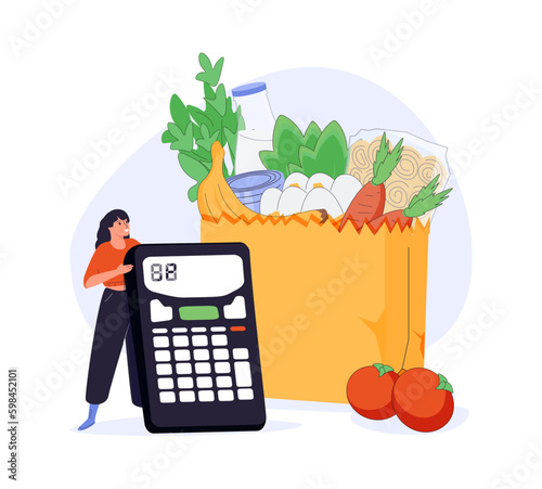 Organic store. Healthy food bag. Healthy organic groceries eco. Organic grocery store concept. Flat Vector cartoon Generative AI