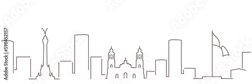 Mexico City Dark Line Simple Minimalist Skyline With White Background