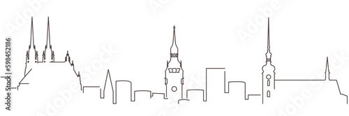 Brno Dark Line Simple Minimalist Skyline With White Background