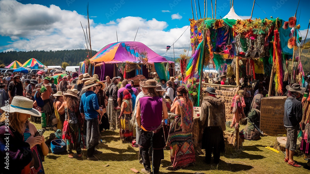 Fototapeta premium Mother Earth Day Celebration. Offering to the Pachamama. Generative AI