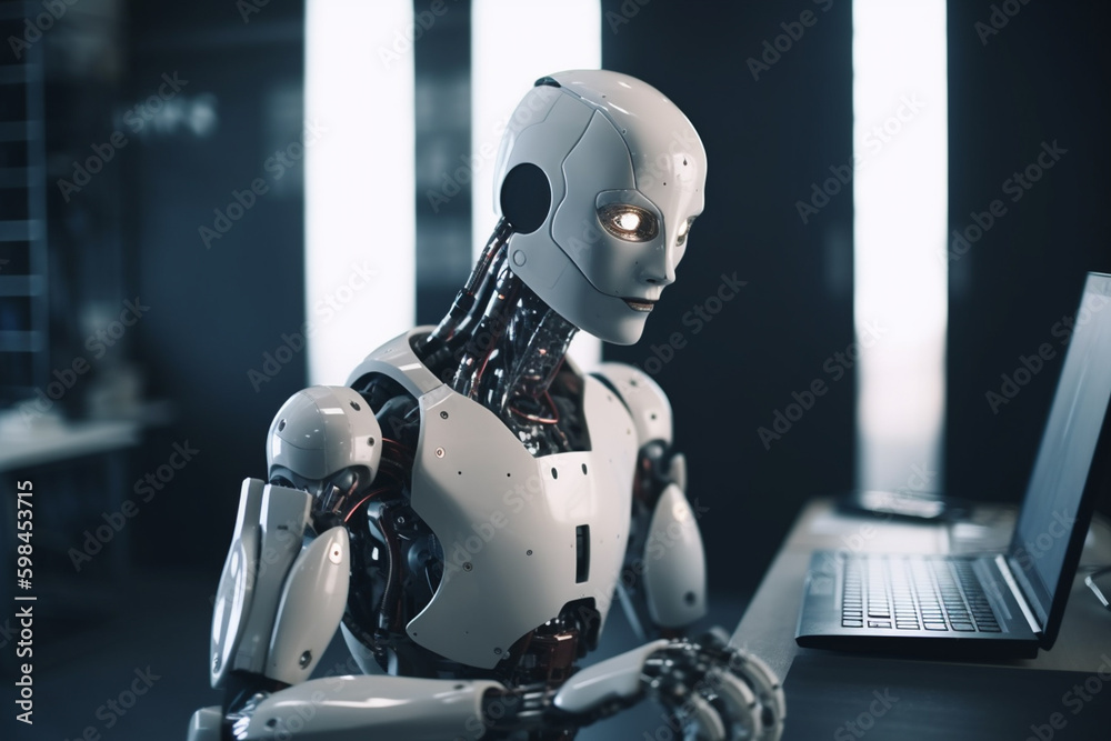 humanoid android robot with artificial intelligence. Generative AI