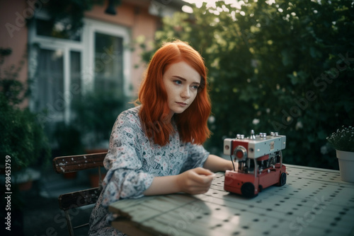 young adult woman outdoors ...