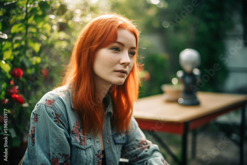 young adult woman outdoors ...