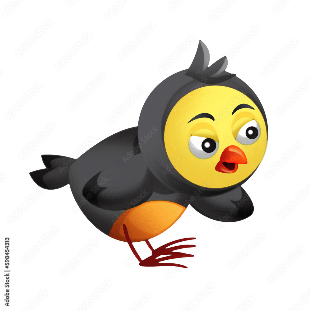 Cartoon colorful bird flying doing funny emotions isolated illustration for children artistic painting scene Cartoon colorful bird flying doing funny emotions isolated illustration for children artistic painting scene