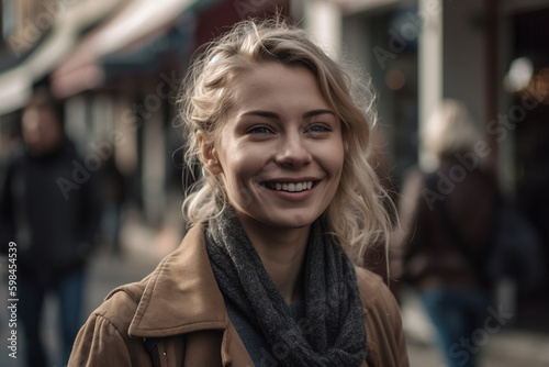 young adult woman in a city...