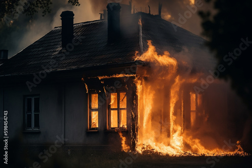 house on fire, house fire a...