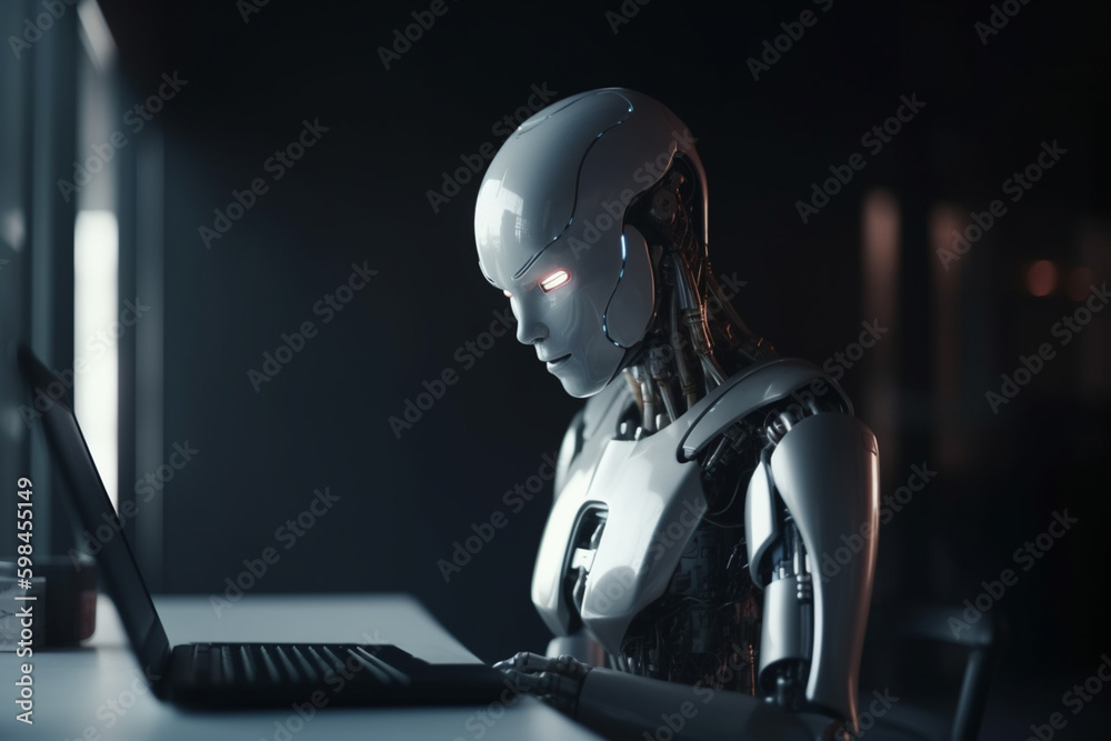 humanoid android robot with artificial intelligence. Generative AI humanoid android robot with artificial intelligence. Generative AI