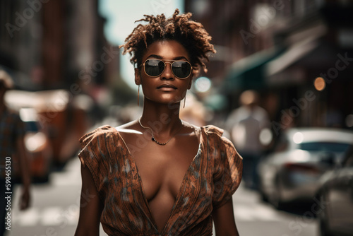 young adult woman in a city...
